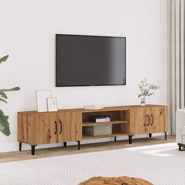 Berkfield Home Artisan Oak TV Cabinet in Brown, W/D/H: 180 x 31.5 x 40 cm