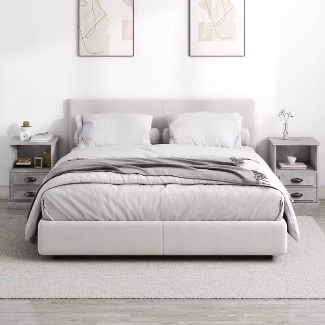 Berkfield Home Elegant Bedside Cabinets, 2 Piece Set, Concrete Grey, W/D/H: 43 x 36 x 60 cm