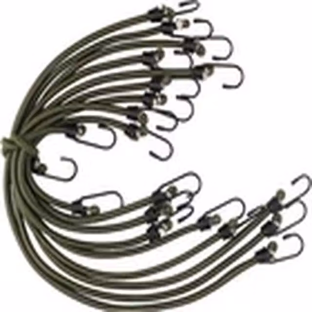 EONLION 10 Pack Heavy Duty Elastic Bungee Cords with Hooks, Green, Length: 60 cm
