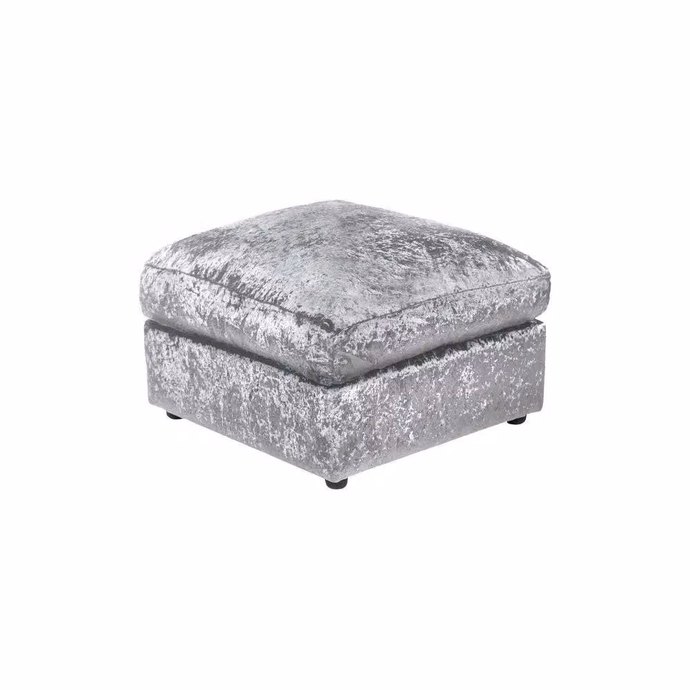 LUXURY LIFE Dylan Crushed Velvet Fabric Footstool in Silver – 2