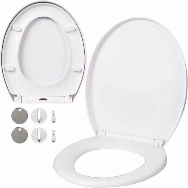 LIVIVO Oval Soft Close Toilet Seat with Quick Release Button, White