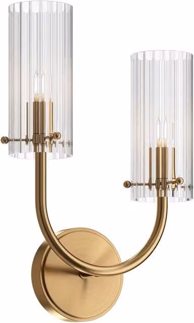 Netlighting Arco Neoclassic Wall Lamp with Gold Brass and Transparent Glass Shade