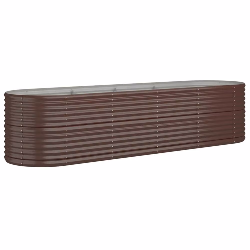 Berkfield Home Garden Brown Powder-coated Steel Raised Bed W/D/H: 296 x 80 x 68 cm – 2