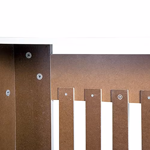 HOMCOM Vertical Slatted MDF Radiator Cover Cabinet, White, W: 78 cm, D: 19 cm, H: 81 cm – 2