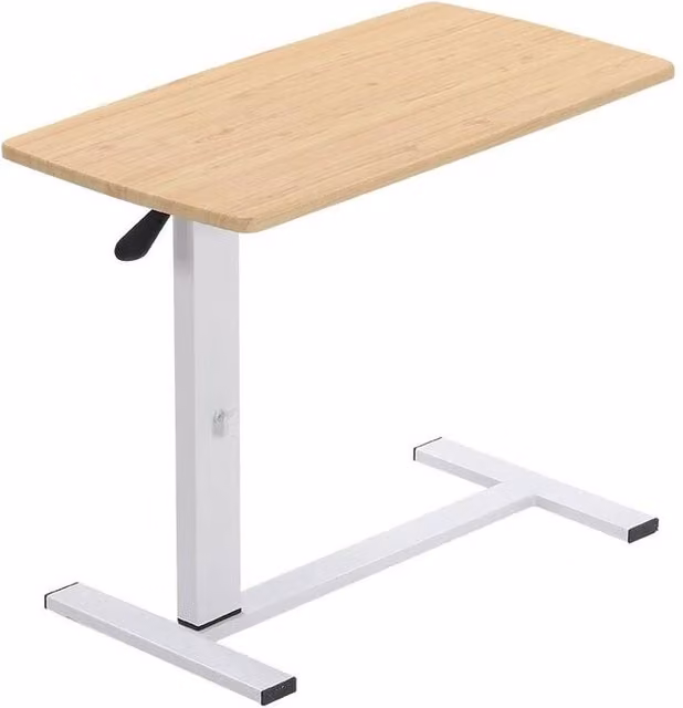 FLAVORA Height Adjustable Over Bed Table and Laptop Tray Desk in Beige