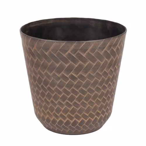YouGarden Nantucket Black Plastic Lattice Planters with Light Chocolate Wash, 2 x 25cm Pots, 5.9 Litre Volume