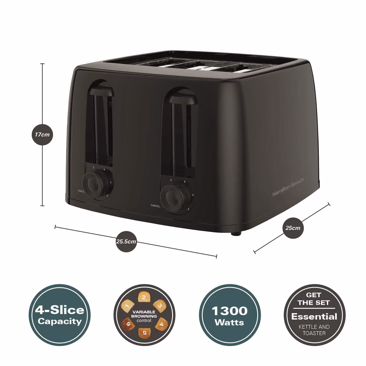 Hamilton Beach Black Kettle and 4 Slice Toaster Set – 2