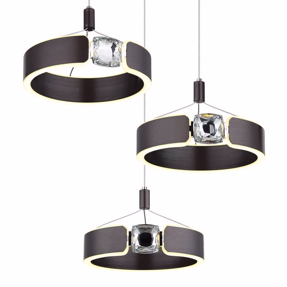 Netlighting Hendricks Cluster Pendant Ceiling Light in Bronze with Transparent Glass and Warm White LED 3000K – 3