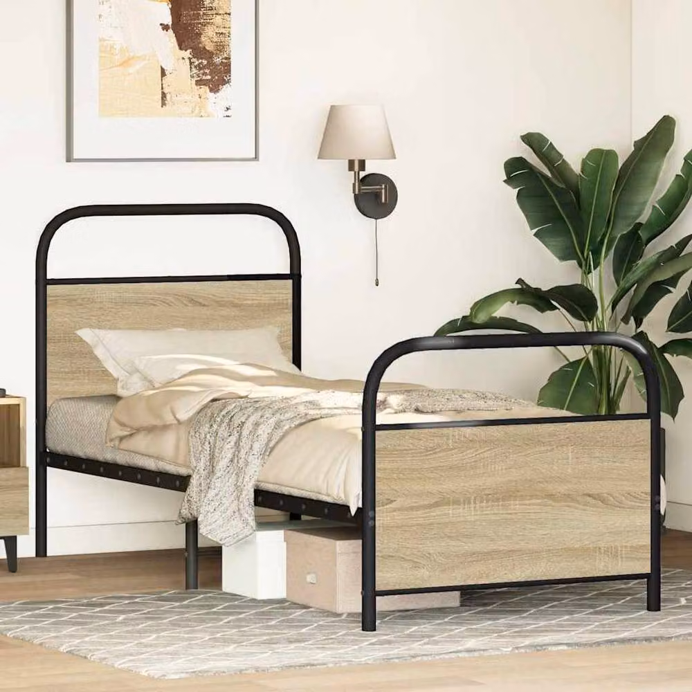 Berkfield Home Small Single Solid Wood Pine Bed Frame in Brown and Beige, W/D/H: 75 x 190 cm – 2