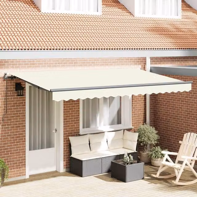 Berkfield Home Manual Retractable Wall-Mounted Folding Arm Garden Awning in Cream and Anthracite