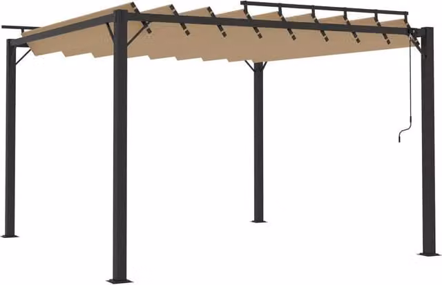 Berkfield Home Gazebo with Louvered Roof in Beige Aluminium and Taupe Fabric, W/D: 300 x 300 cm – 1