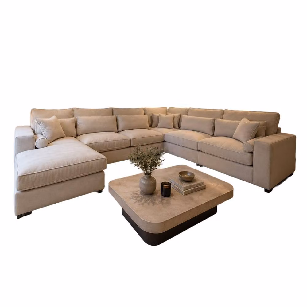 Home & Love Kiana Modular U Shape Corner Sofa in Beige – 2