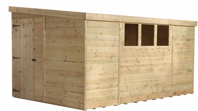 Empire Sheds Empire 3000 Green Pent Garden Wood Shed with Single Door and 3 Windows