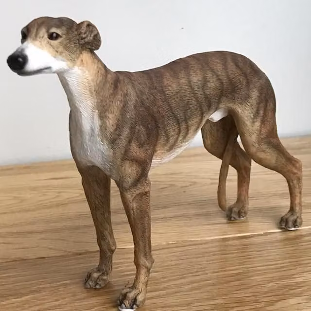 Leonardo Animal Crackers Brindle Greyhound Figurine, Brown and Multicolour, H 17.5 cm x W 13.0 cm x D 1.0 cm