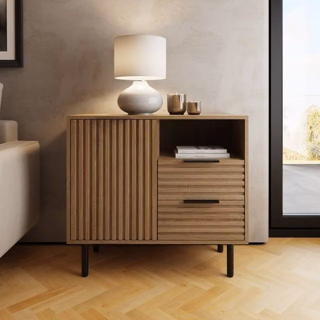 GFW Nervata Compact Sideboard in Light Oak