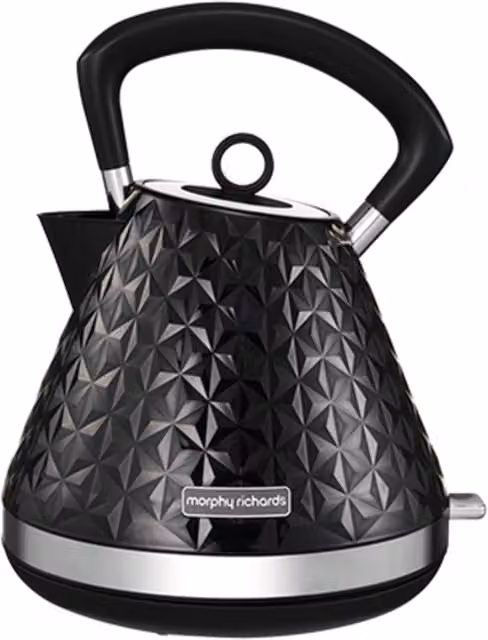 Morphy Richards Vector Pyramid Kettle, 1.5 l, Black with Limescale Filter