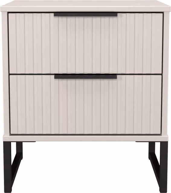 2 U Menai 2 Drawer Bedside Table in Taupe, Small, Ready Assembled