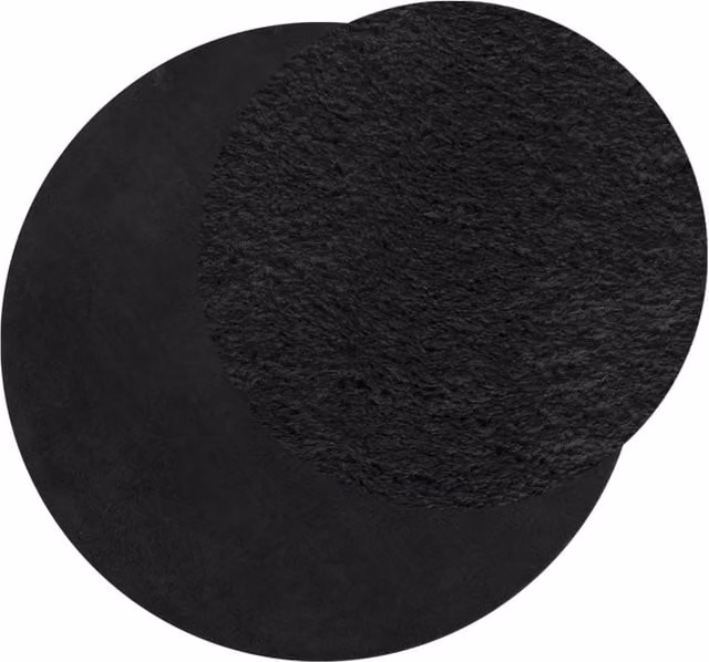Berkfield Home HUARTE Round Short Pile Soft and Washable Rug, Black, Diameter: 80 cm – 1