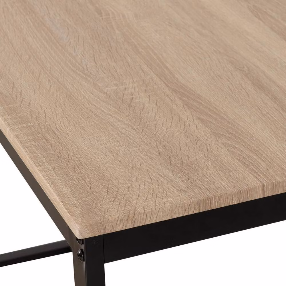 FORGEVIO 3-Piece Sonoma Oak Dining Set with Rectangular Table and 2 Benches in Brown – 4