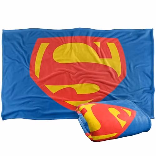 Warner Bros. Superman Shield 1970 Super Soft Fleece Throw Blanket, Multicolour, W: 91.44 cm x D: 91.44 cm x H: 147 cm