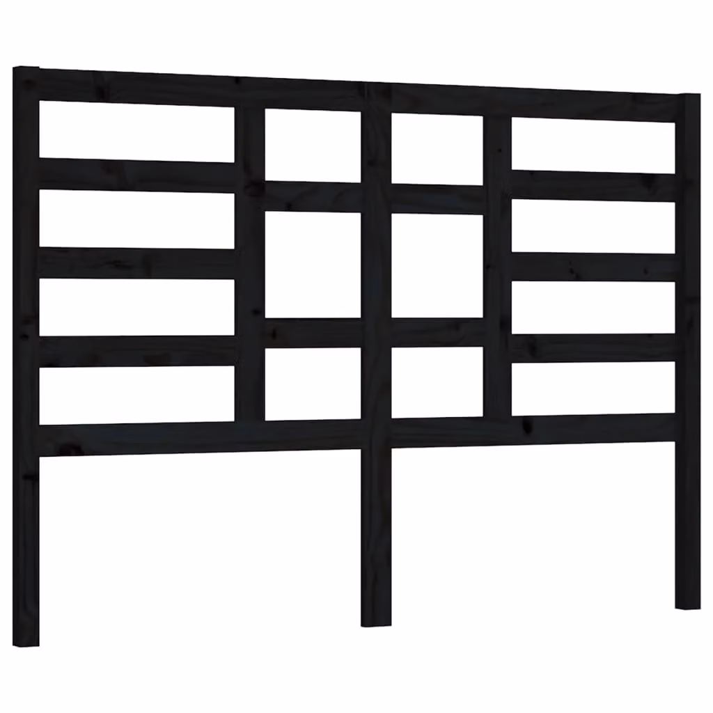 Berkfield Home Rustic Black Solid Pine Wood Bed Headboard W/D/H: 126 x 4 x 104 cm – 2