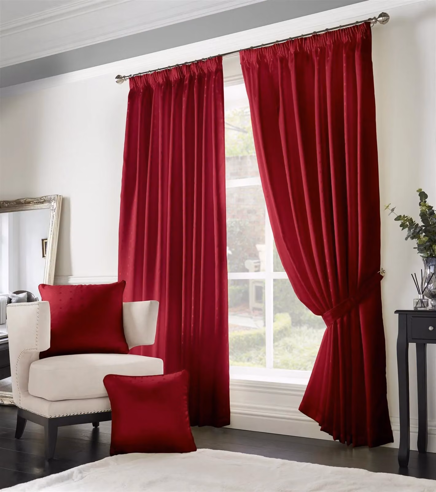 Ideal Textiles Madison Red Velvet Pencil Pleat Curtains, Width: 229 cm, Drop: 274 cm – 2