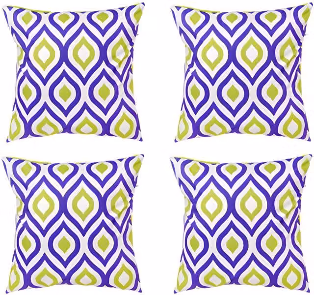 Gardenista Purple and Lime Graphic Printed Outdoor Garden Scatter Cushion, Set of 4