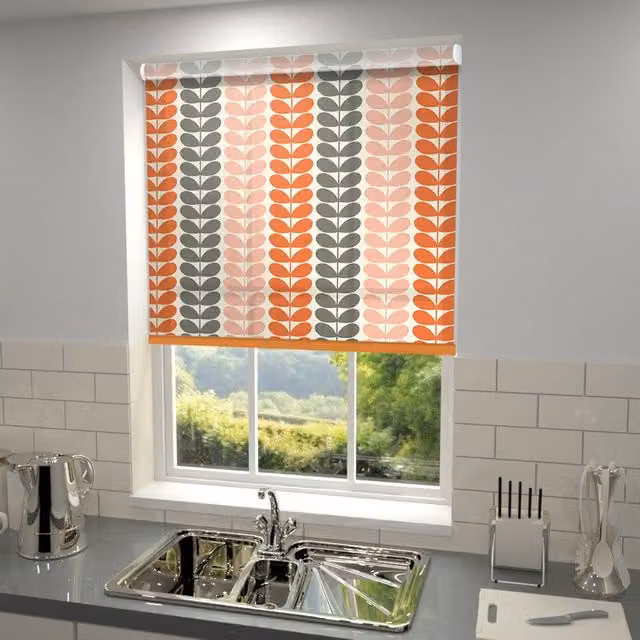 Terrys Orla Kiely Trio Stem Made to Measure Blackout Roller Blind in Persimmon