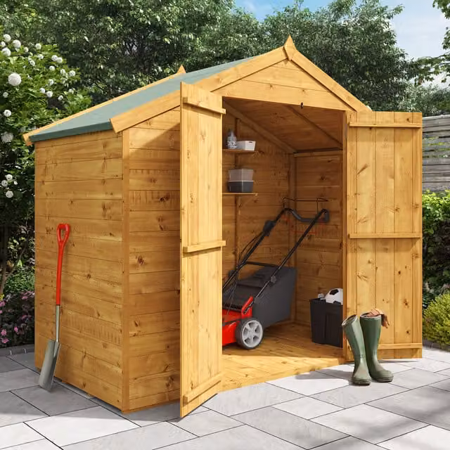 BillyOh Master Tongue and Groove Apex Wooden Shed in Brown, W/D/H: 121.92 x 121.92 x 243.84 cm