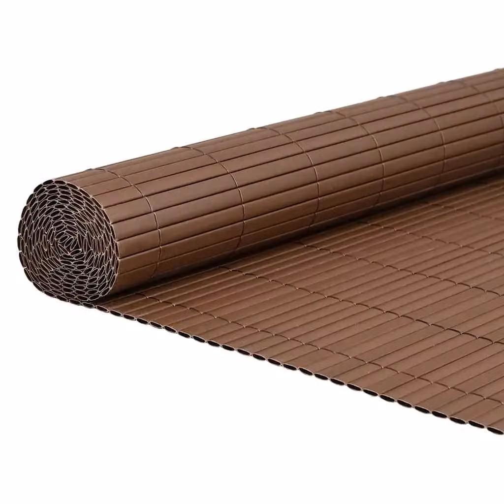 Berkfield Double-Sided Brown PVC Garden Fence Mat, H: 180 cm, W: 500 cm – 2