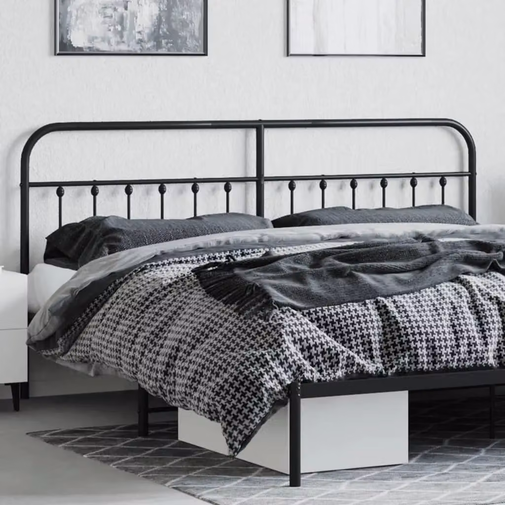 Berkfield Home Classic Metal Headboard in Black, Width: 193 cm – 3