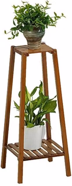 Kelvenix 2 Tier Solid Wood Plant Stand in Brown