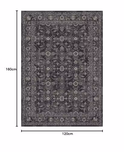 THE RUGS Atlas Collection Vintage Washable Non-Slip Polyamide Rug in Black, W/D: 160 x 120 cm – 2