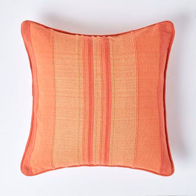 Homescapes Morocco Cotton Striped Cushion Cover, Orange, W/D/H: 60 x 60 x 1 cm