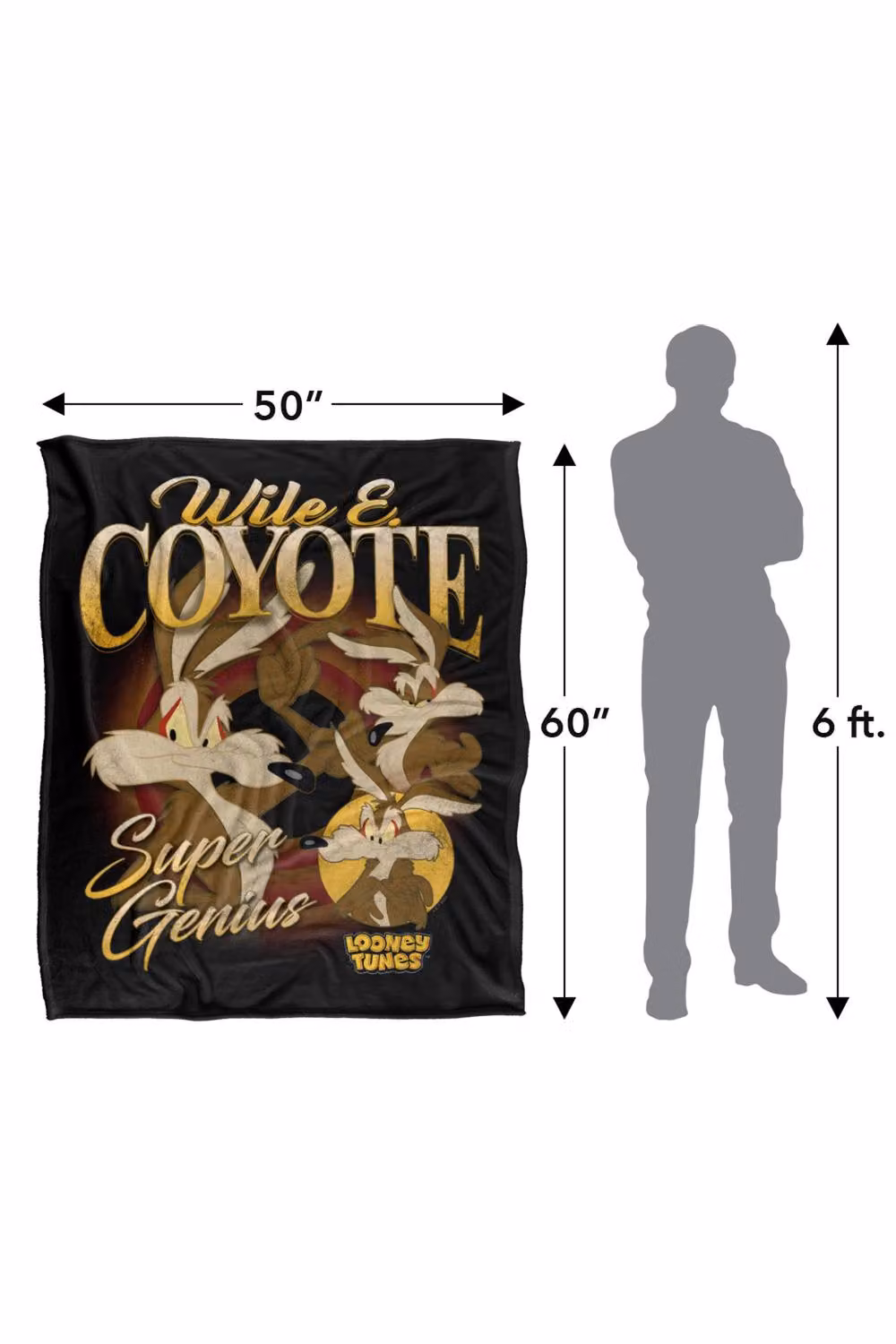 LOGOVISION Looney Tunes Wile E Coyote Super Soft Silky Touch Fleece Throw Blanket, Multicolour, W/D/H: 91 x 147 cm – 8