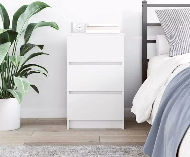 Berkfield Home Durable Bedside Cabinet with 3 Drawers, White, W/D/H: 39 x 35 x 65 cm – 1