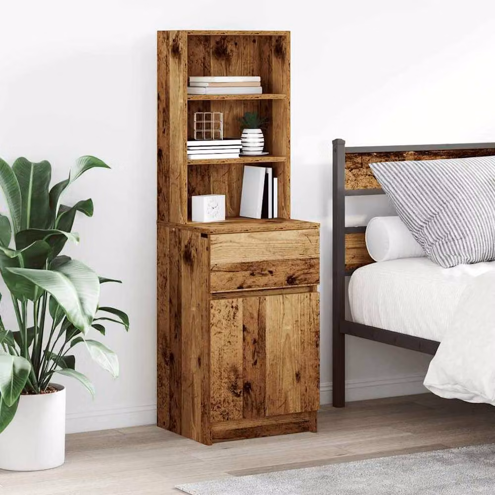 Berkfield Home Bedside Cabinet in Old Wood, W/D/H: 39 x 35 x 125 cm – 2