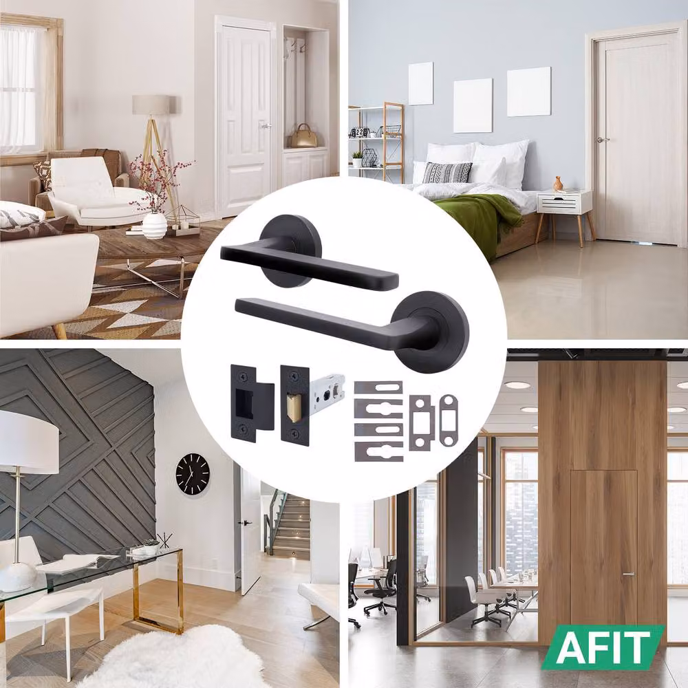 AFIT Matt Black Aluminium Fire Door Handle and Latch Set, W/D/H: 15 x 15 x 1.5 cm – 4