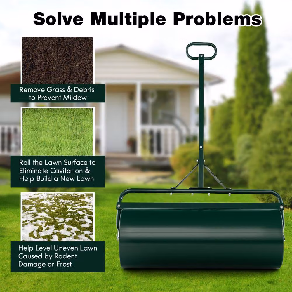 Gymax 113L Lawn Roller in Green with Detachable Gripping Handle – 9