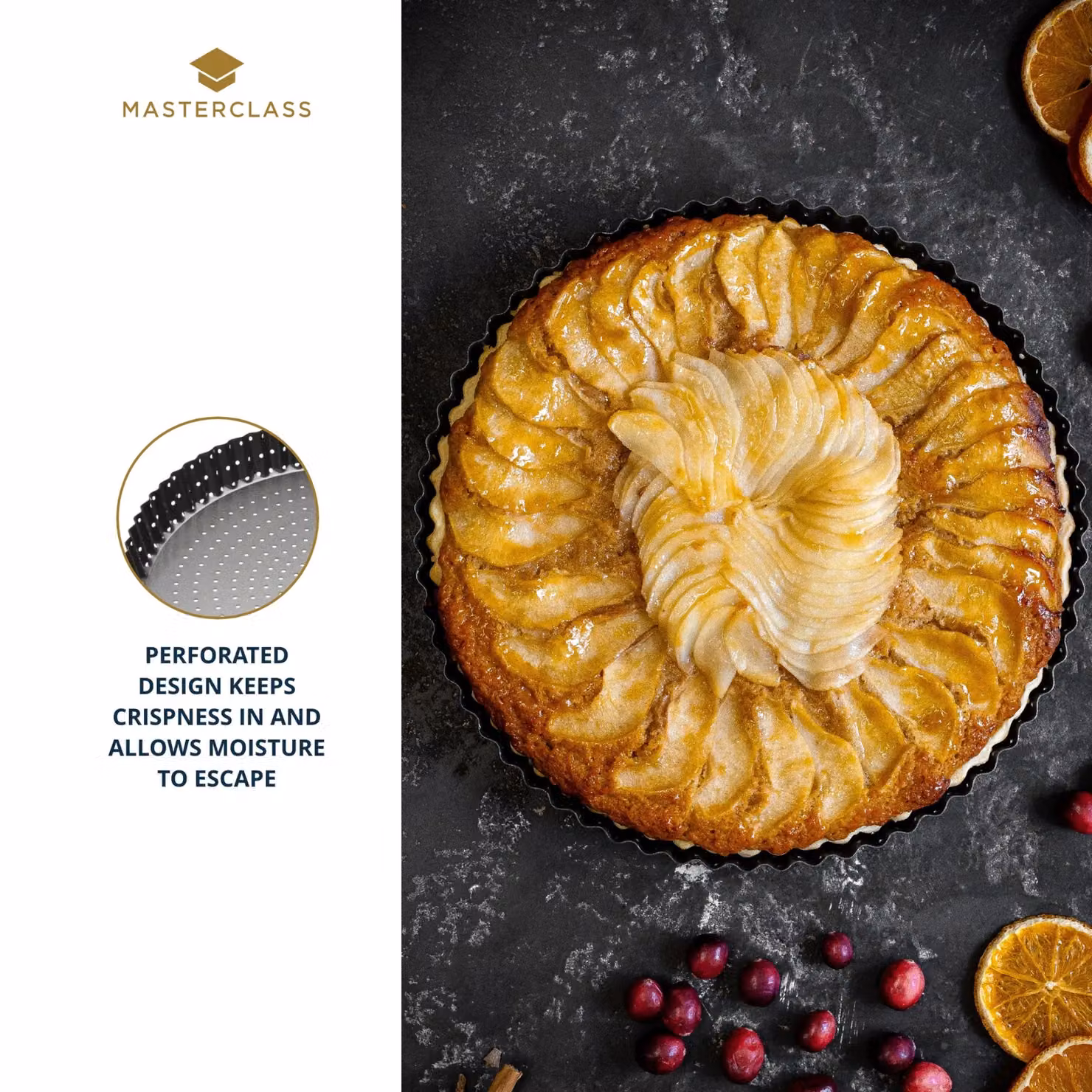 MasterClass Crusty Bake Non-stick Fluted Round Tart Tin, Black, W/D/H: 20 x 20 x 3 cm – 5