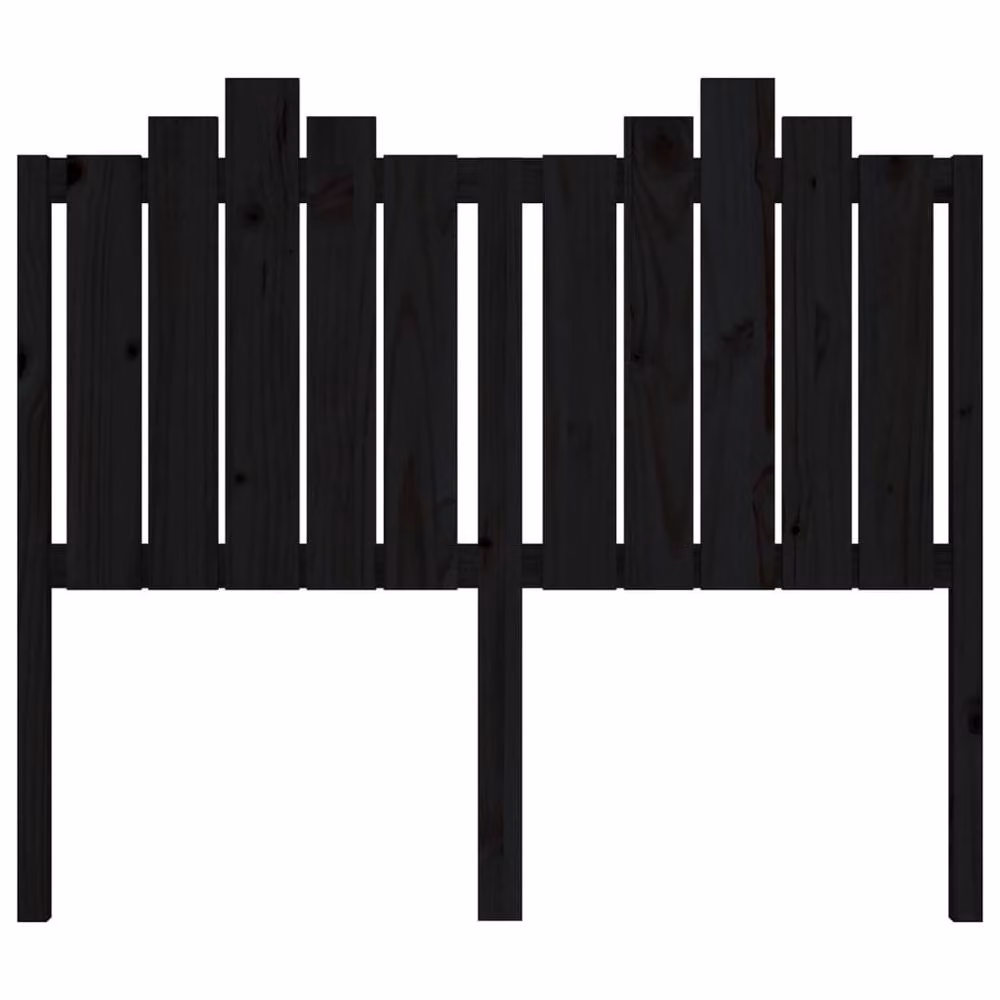 Berkfield Home Black Rustic Solid Pine Wood Bed Headboard W: 126 cm, D: 4 cm, H: 110 cm – 3