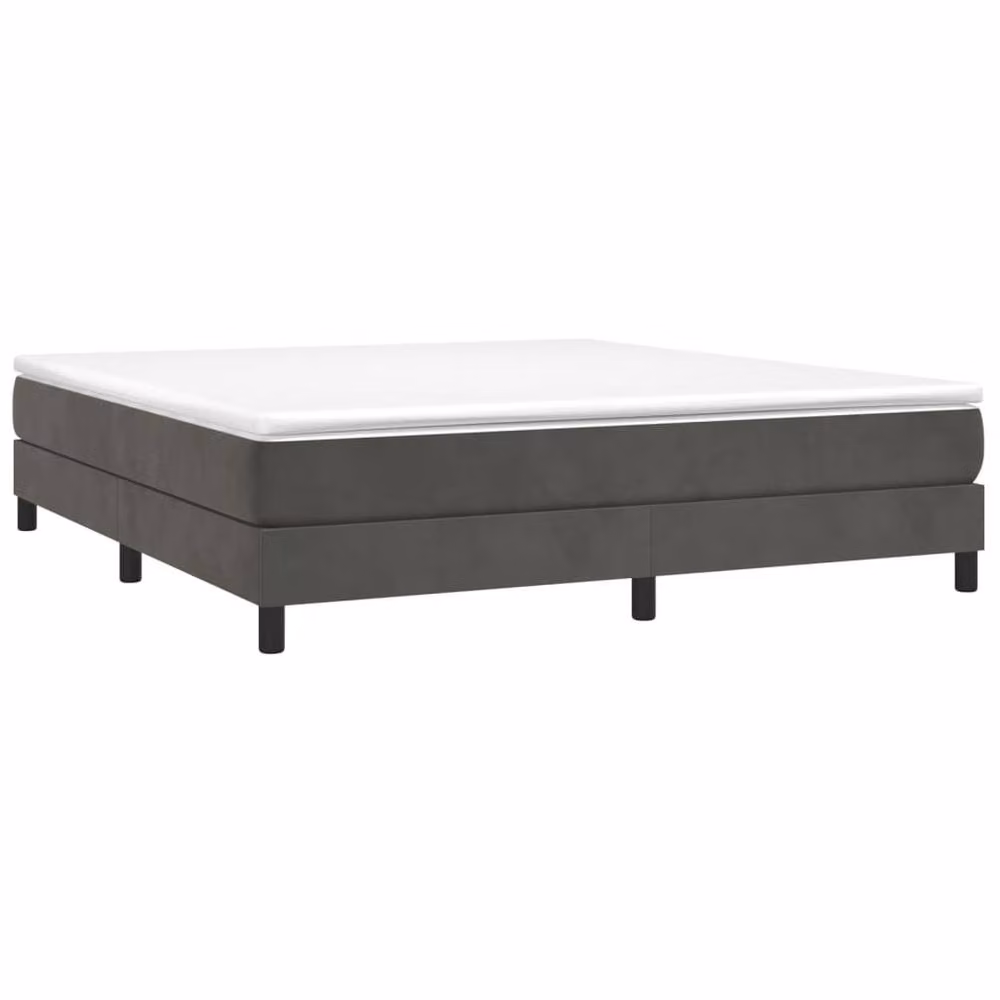 Berkfield Home Super King Box Spring Bed Frame in Dark Grey Velvet, W: 180 cm, D: 200 cm – 3
