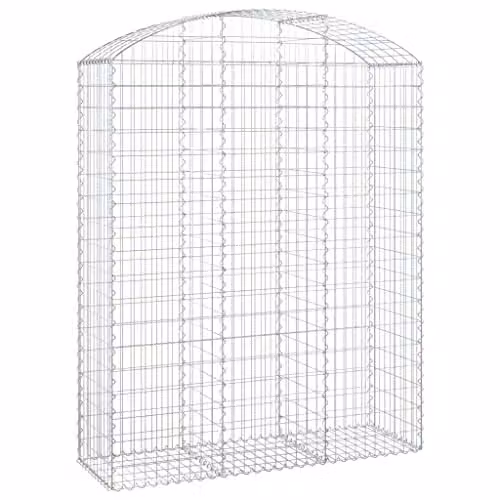 vidaXL Arched Gabion Basket Cage Made of Silver Galvanised Steel for Outdoor Garden Retaining Walls and Planters W: 150 cm, D: 50 cm, H: 180/200 cm