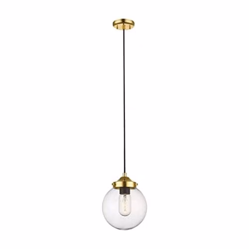 Netlighting Zumaline Riano Globe Pendant Light in Gold and Transparent Glass with E27 Socket