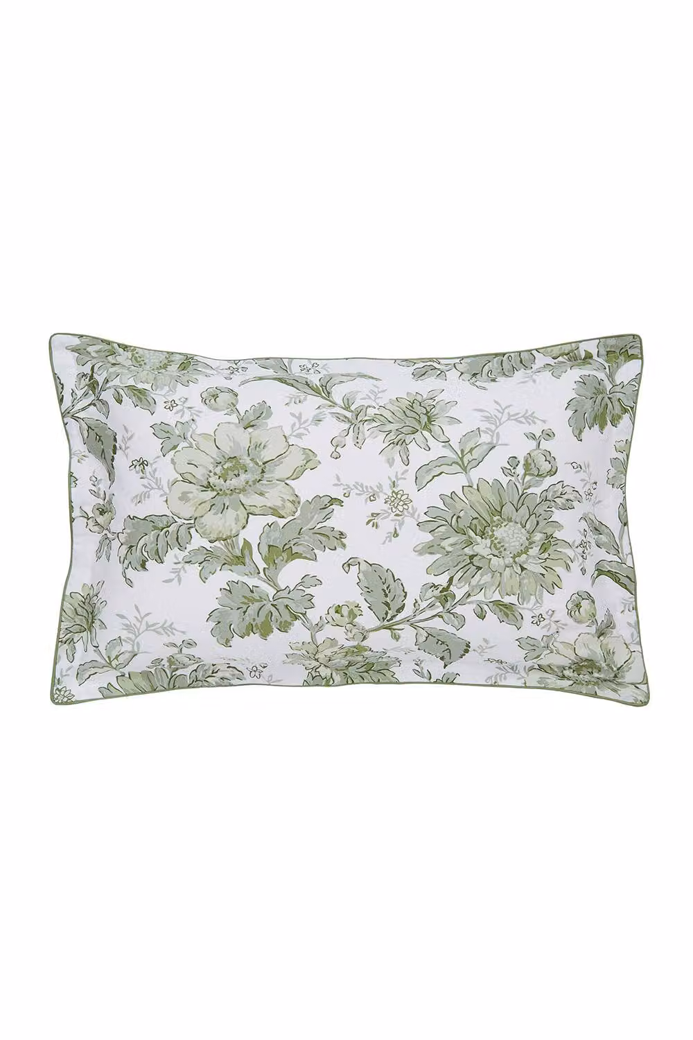 English Heritage English Garden Floral Cotton Mako Satin Duvet Cover and Pillowcase Set in Green and White, W: 200 cm x L: 200 cm – 2