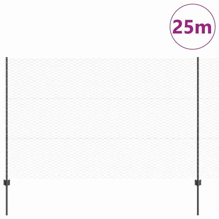 Berkfield Home Garden Grey Powder-Coated Steel Fence Set of 2, W/D/H: 25 x 1.5 x 2 m