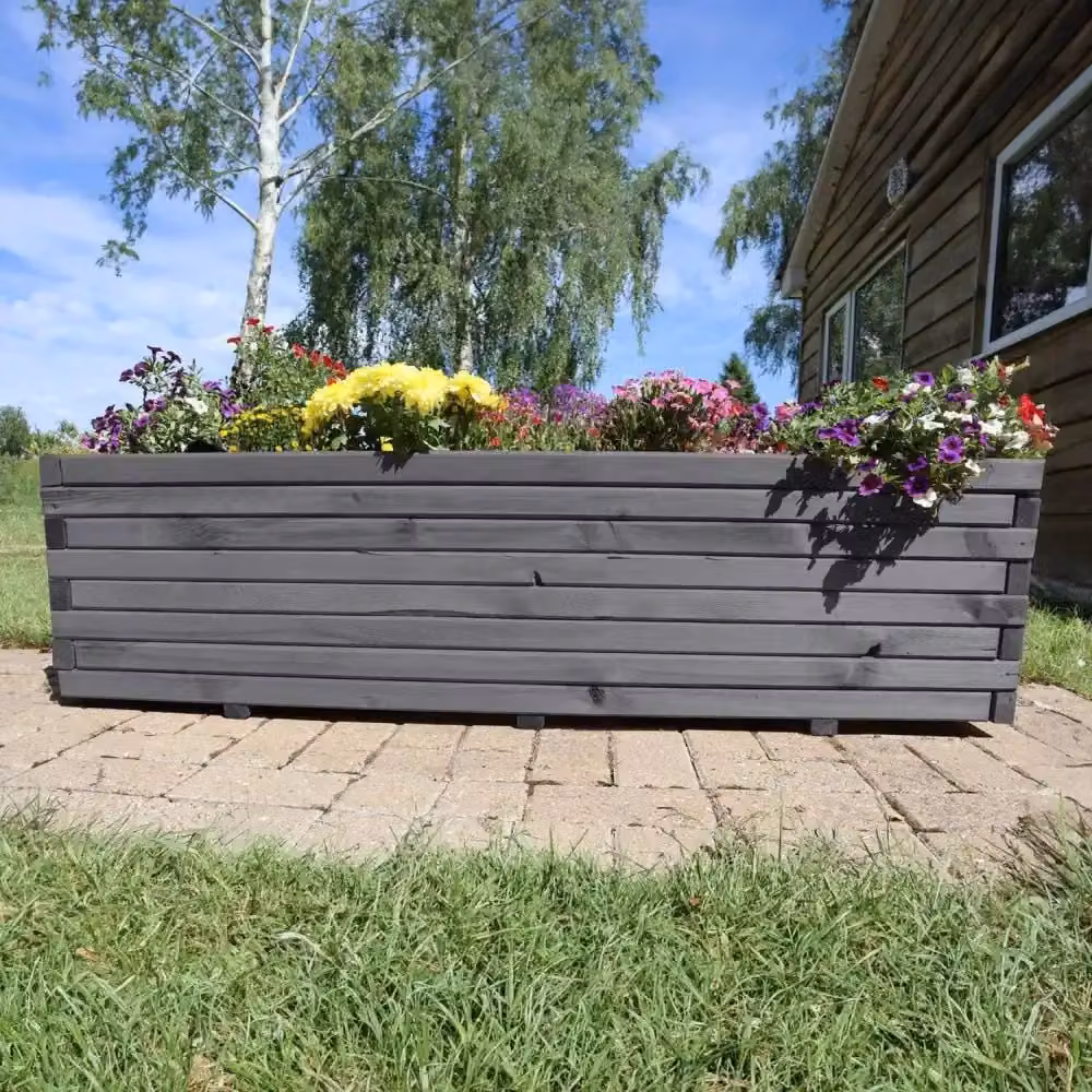 Access Garden Products Pine Raised Trough Planter in Grey, W: 120 cm, D: 40 cm, H: 40 cm – 2