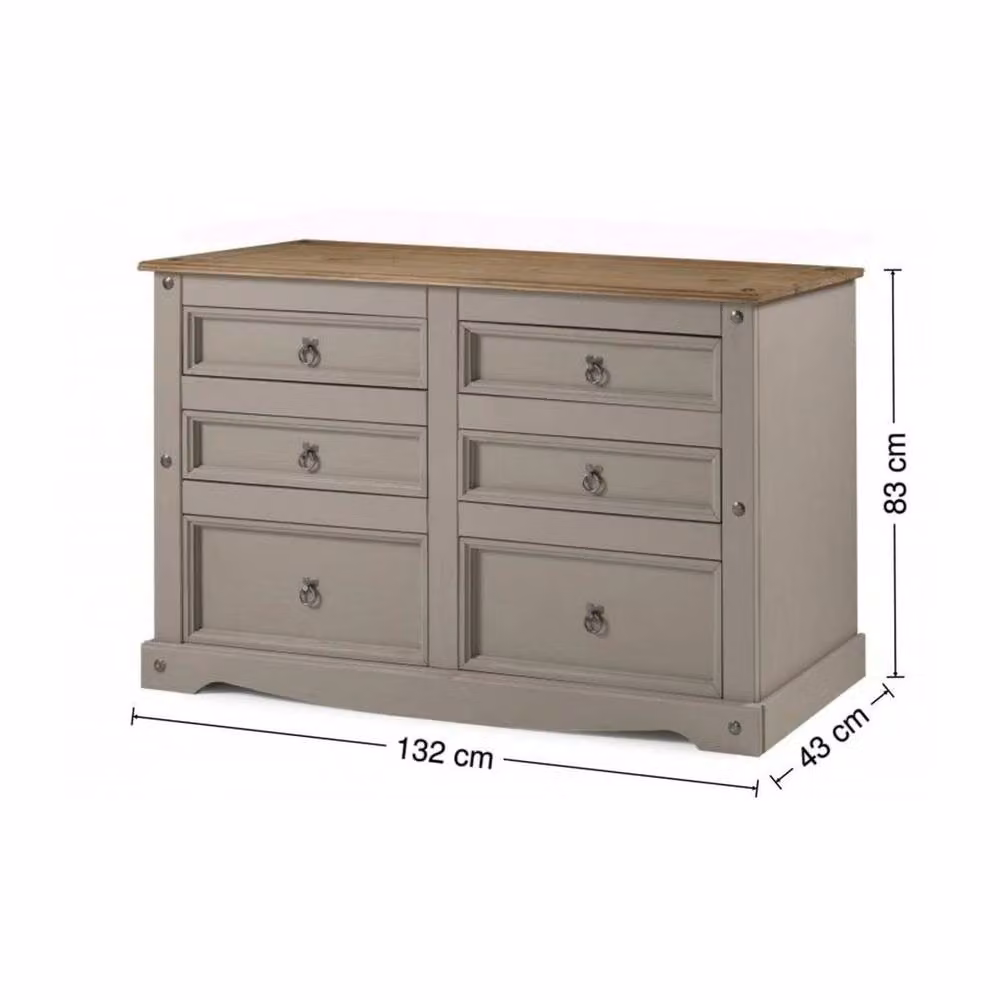FORGEVIO Rustic Grey Pine and Metal 6 Drawer Chest of Drawers – 2