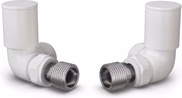 UK Radiators Polished Brass Round Manual Radiator Valves in Gold and White