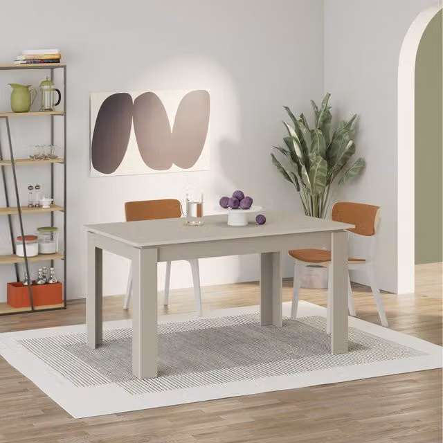 Decortie Tolmen Extendable Rectangular Wooden Dining Table in Sand